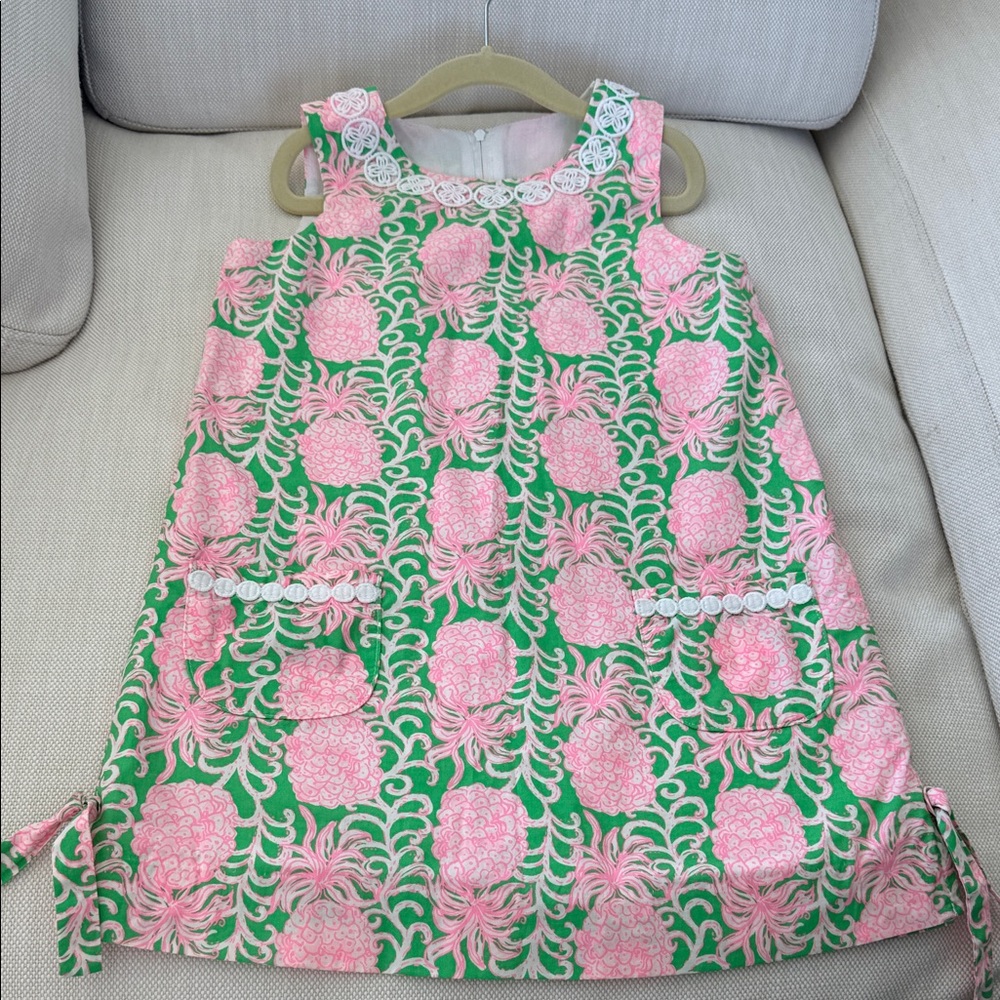 Lily Pulitzer Girls Dress Pink and Green Pineapple